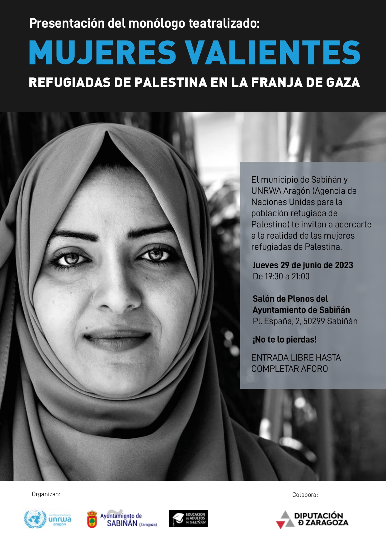 Monólogo teatralizado "Mujeres valientes Refugiadas de Palestina en la Franja de Gaza” en Sabiñán