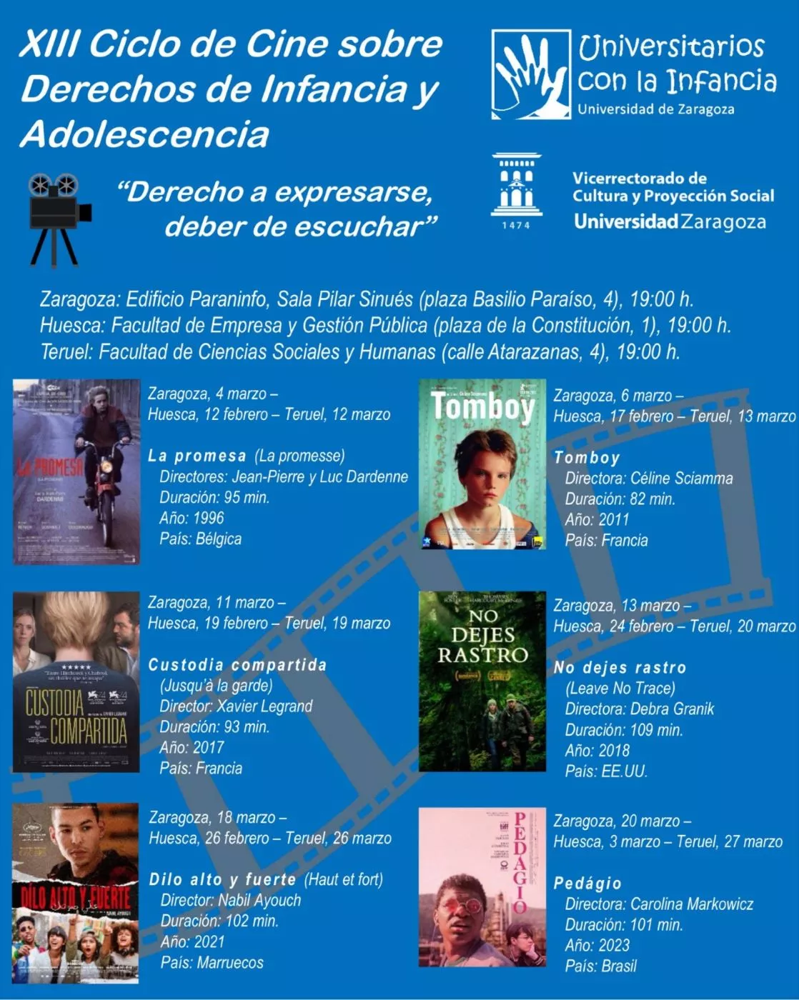 XIII Ciclo de Cine sobre Derechos de Infancia y Adolescencia: "Derecho a expresarse, deber de escuchar"