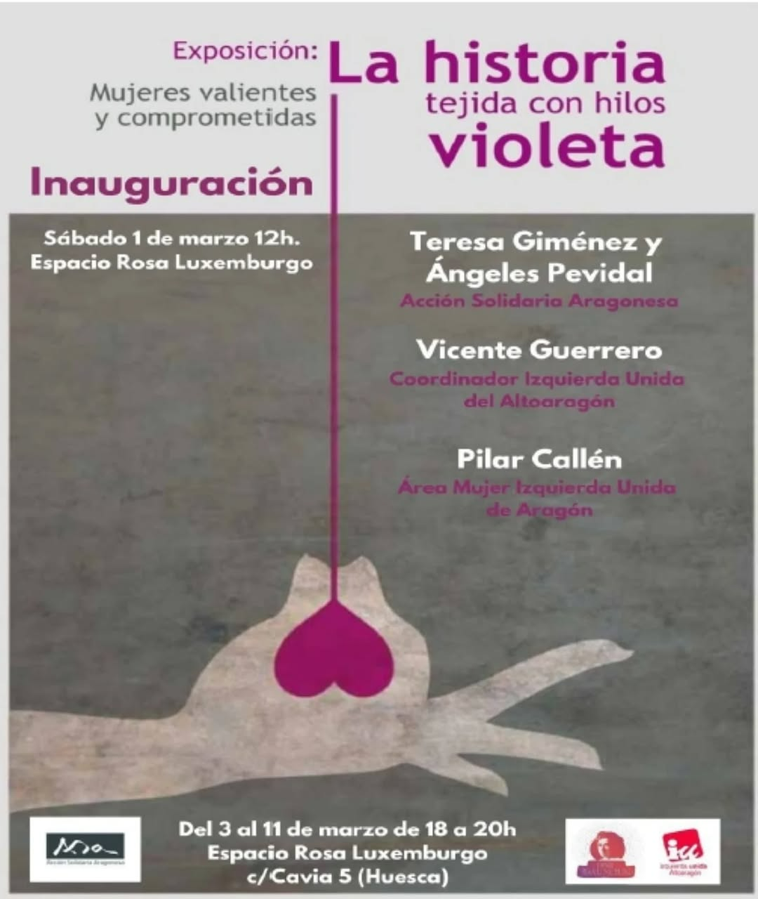 Exposición La HIstoria tejida con hilos violeta