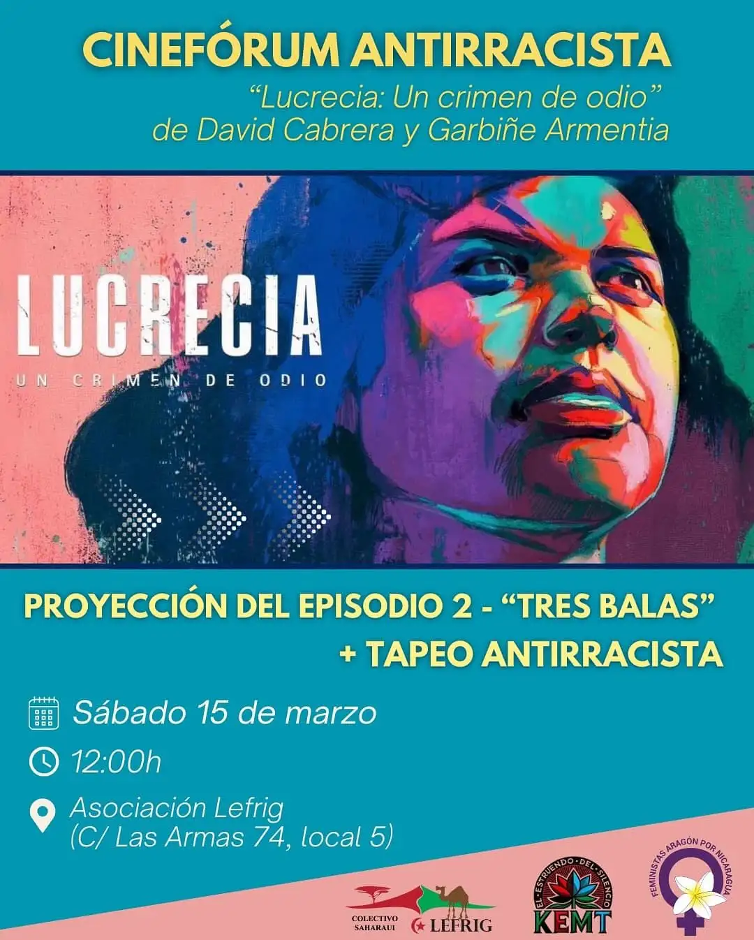 Cinefórum antirracista en Zaragoza: "Lucrecia: Un crimen de odio"