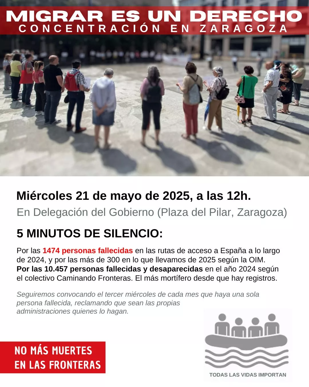 Concentración MIGRAR es un derecho en Zaragoza