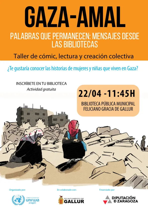 TALLER GAZA AMAL en Gallur: PALABRAS QUE PERMANECEN, MENSAJES DESDE LAS BIBLIOTECAS